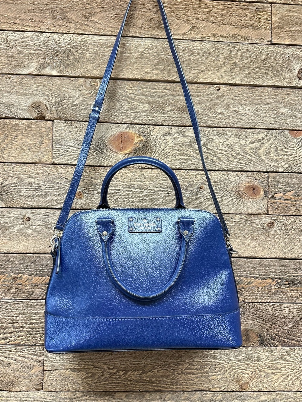 Kate Spade New York Navy Pebbled Leather Satchel Crossbody Bag 💙